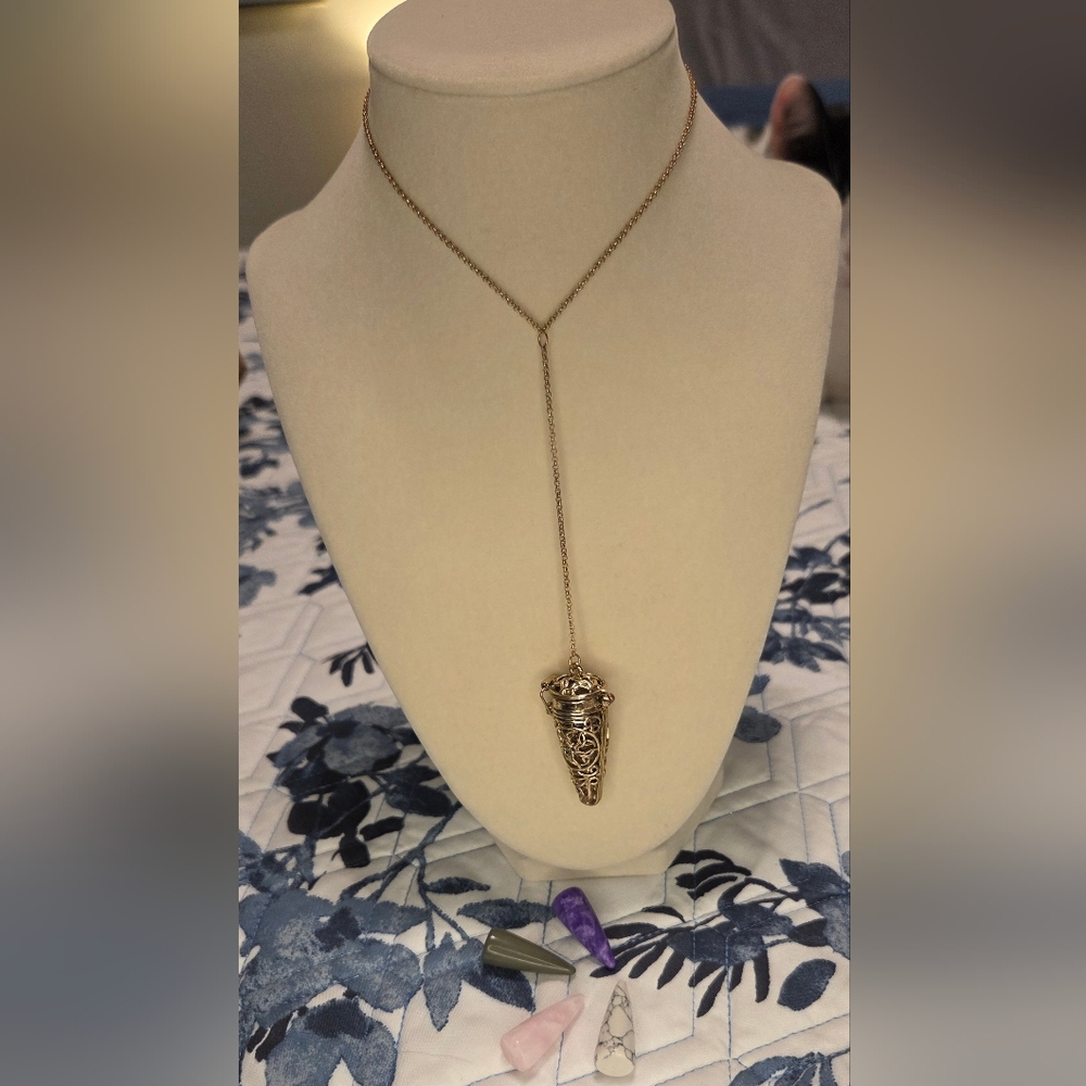 Interchangeable Crystal Pendulum Pendant Necklace… - image 1